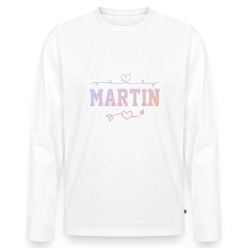Martin - T-shirt manches longues Premium bio Homme - blanc - Devant - Nico (187cm)