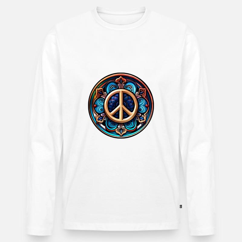 PEACE / Frieden - Männer Premium Bio Langarmshirt - Weiß