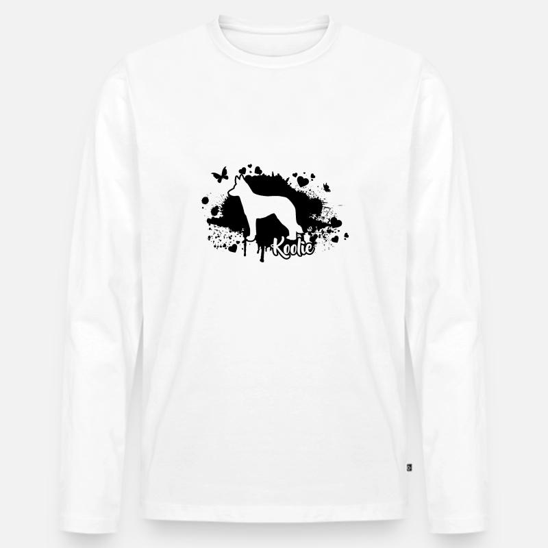 Koolie Hunde Hunderasse Wilsigns - Männer Premium Bio Langarmshirt - Weiß