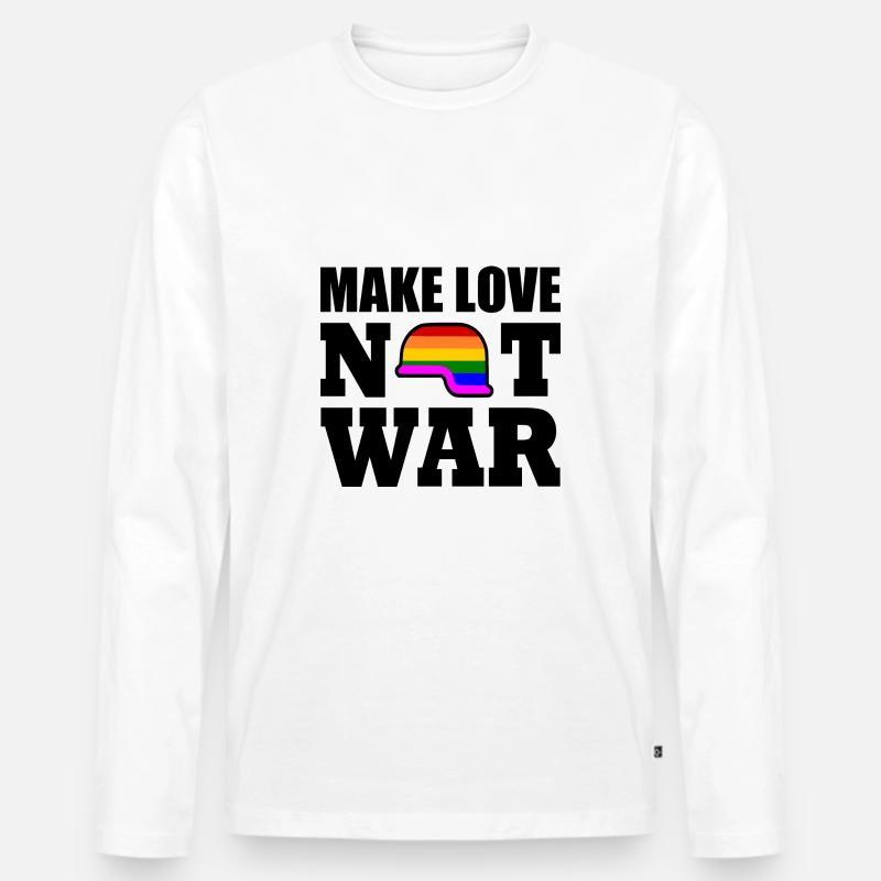 Make love not war - Männer Premium Bio Langarmshirt - Weiß