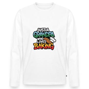 Grandpa is a baker, our grandpa likes to bake - Men's Premium Organic Long Sleeve Shirt - white - Front - Nico (187cm)