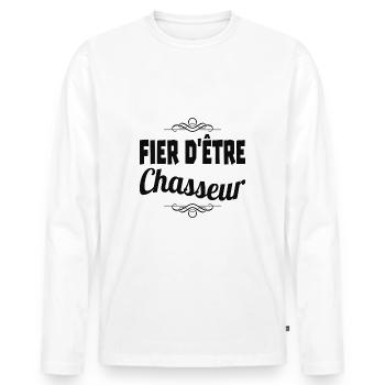 fier d'être chasseur - T-shirt manches longues Premium bio Homme - blanc - Devant - Nico (187cm)