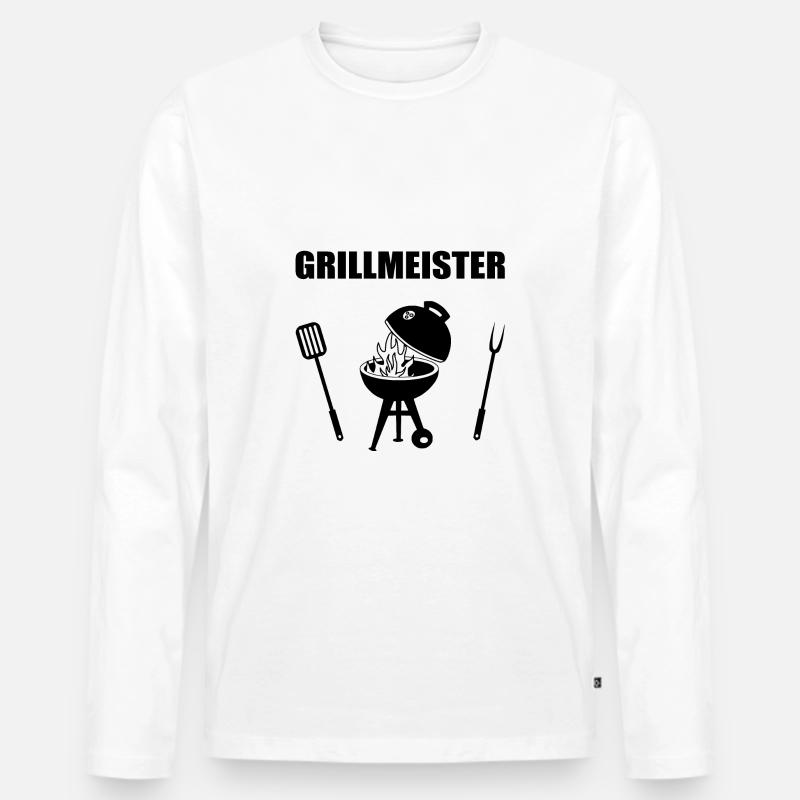 BBQ - Männer Premium Bio Langarmshirt - Weiß