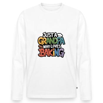 Grandpa is a baker, our grandpa likes to bake - Men's Premium Organic Long Sleeve Shirt - white - Front - Nico (187cm)