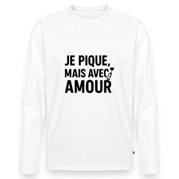 Mit Liebe Krankenschwester Krankenschwester - Männer Premium Bio Langarmshirt - Weiß - Vorne - Nico (187cm)