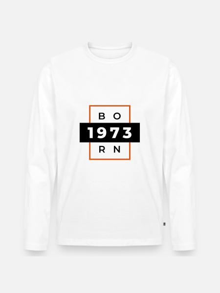 "Born 1973" - Men's Premium Organic Long Sleeve Shirt - white
