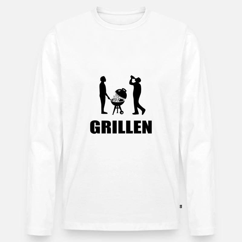 BBQ - Männer Premium Bio Langarmshirt - Weiß