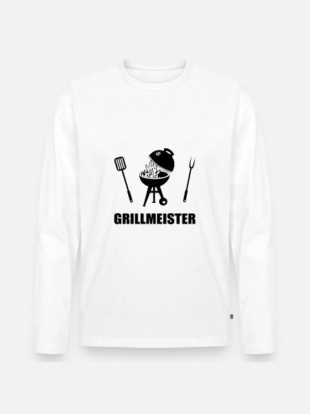 BBQ - Männer Premium Bio Langarmshirt - Weiß