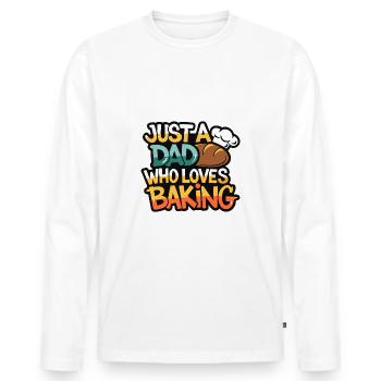 Dad loves to bake bread - Dad is our baker - Men's Premium Organic Long Sleeve Shirt - white - Front - Nico (187cm)