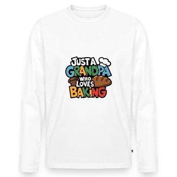 Grandpa is a baker, our grandpa likes to bake - Men's Premium Organic Long Sleeve Shirt - white - Front - Nico (187cm)