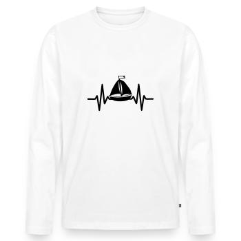 Battement de cœur voilier mer motif - T-shirt manches longues Premium bio Homme - blanc - Devant - Nico (187cm)