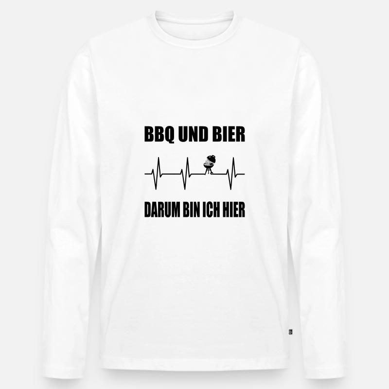 BBQ - Männer Premium Bio Langarmshirt - Weiß