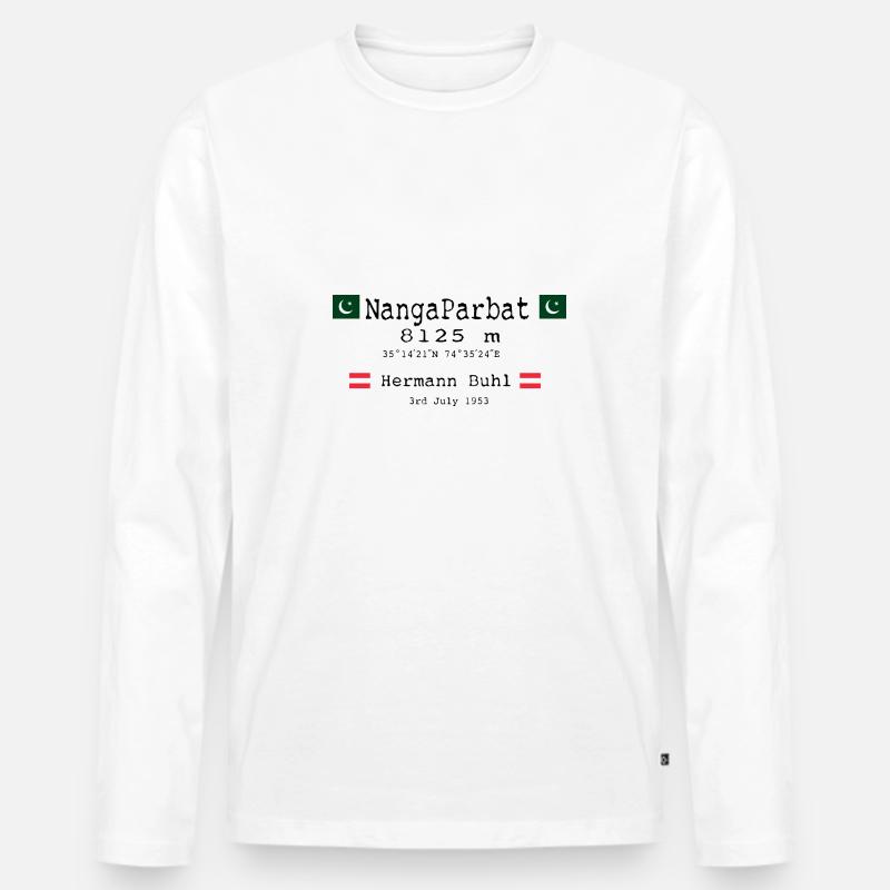 NangaPArbat20-01Black - Männer Premium Bio Langarmshirt - Weiß