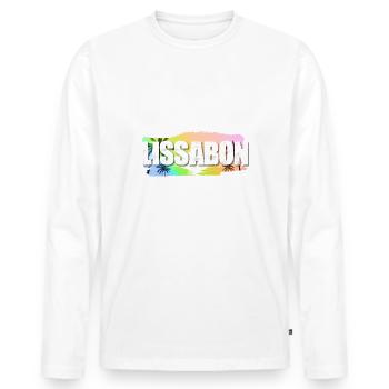 Lissabon - Männer Premium Bio Langarmshirt - Weiß - Vorne - Nico (187cm)