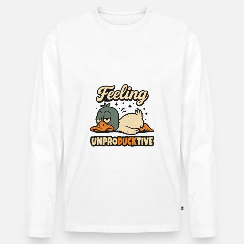Feeling Unproducktive - Männer Premium Bio Langarmshirt - Weiß