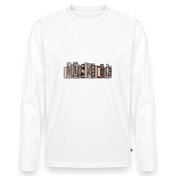 Braune Pastellbücher - Männer Premium Bio Langarmshirt - Weiß - Vorne - Nico (187cm)