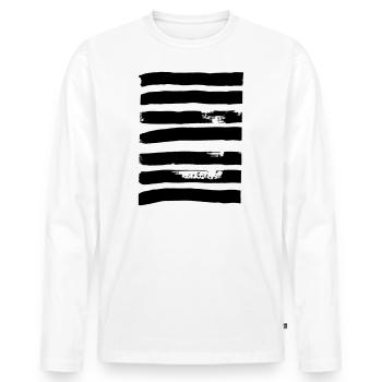 Lines thick - Men's Premium Organic Long Sleeve Shirt - white - Front - Nico (187cm)