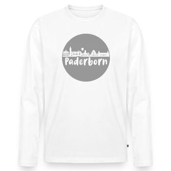 paderborn, skyline, kreis, scherenschnitt, grau - Männer Premium Bio Langarmshirt - Weiß - Vorne - Nico (187cm)