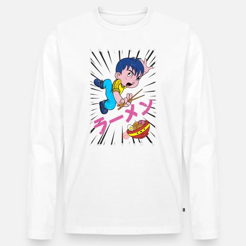 Ramen Boy - Männer Premium Bio Langarmshirt - Weiß
