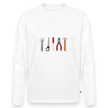 Craftsman tool: amélioration de l'habitat - T-shirt manches longues Premium bio Homme - blanc - Devant - Nico (187cm)