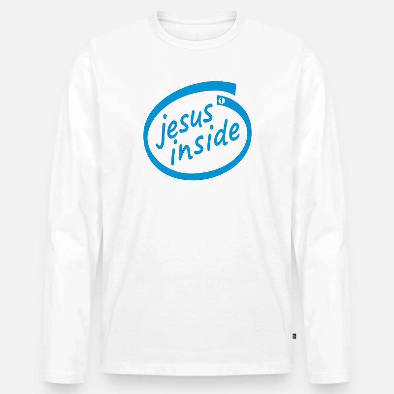 jesus inside - Nerd - Jesus4m3 - Männer Premium Bio Langarmshirt - Weiß