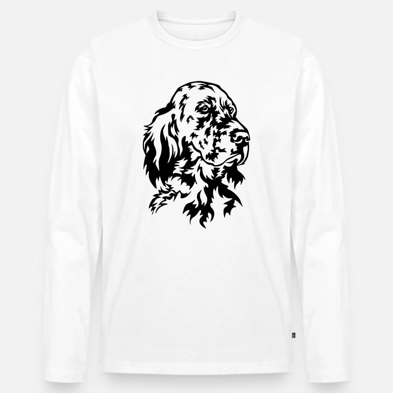 Englischer Setter Kopf - Männer Premium Bio Langarmshirt - Weiß