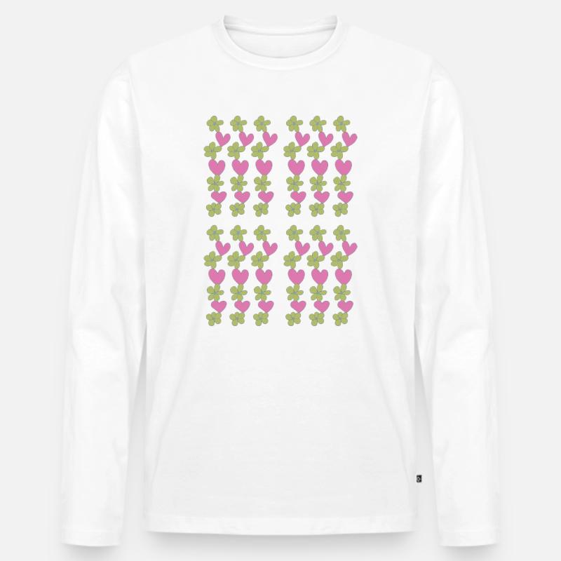 herzen blumen muster - Männer Premium Bio Langarmshirt - Weiß