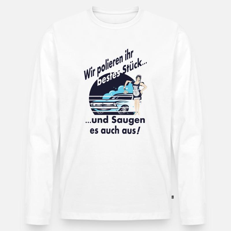 Auto Wäsche - Männer Premium Bio Langarmshirt - Weiß