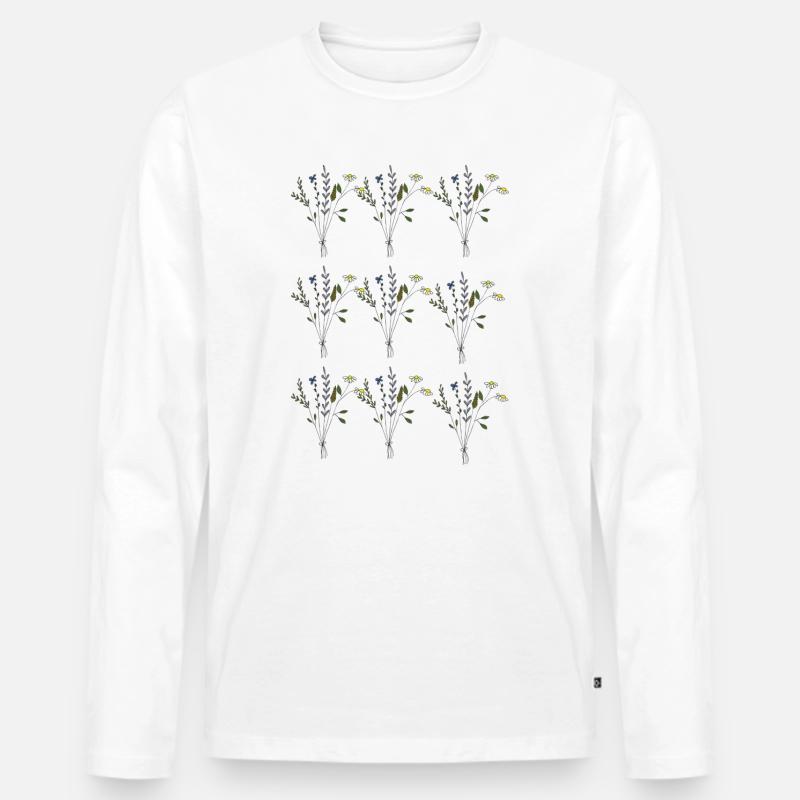 blumenwiesen muster - Männer Premium Bio Langarmshirt - Weiß