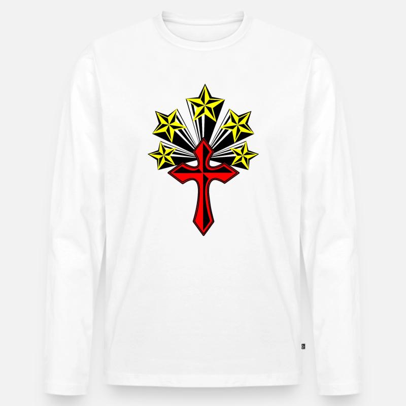 5 gelbe Sterne - Männer Premium Bio Langarmshirt - Weiß