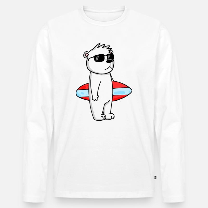 Surfboard Polarbär Surfen Bär Coole - Urlaub - Männer Premium Bio Langarmshirt - Weiß