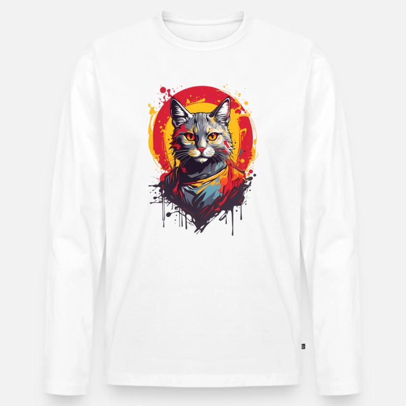 Coole Katze - Männer Premium Bio Langarmshirt - Weiß