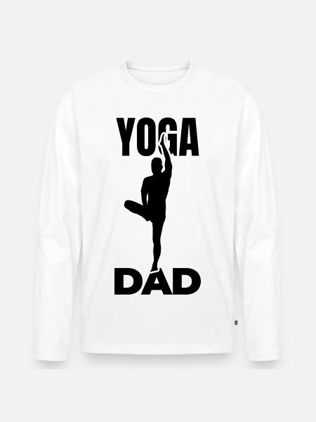 Yoga Papa - Männer Premium Bio Langarmshirt - Weiß