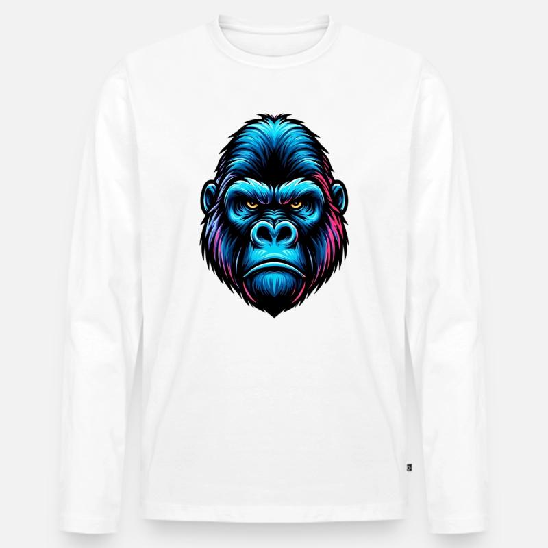 Gorilla - Männer Premium Bio Langarmshirt - Weiß