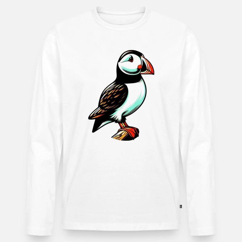Papageitaucher - Männer Premium Bio Langarmshirt - Weiß