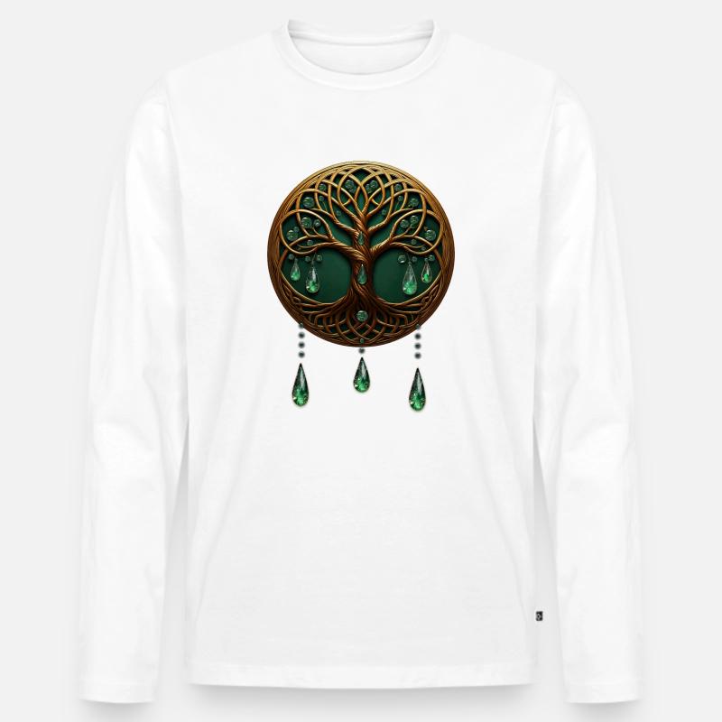 Stilisierter Baum des Lebens - Männer Premium Bio Langarmshirt - Weiß