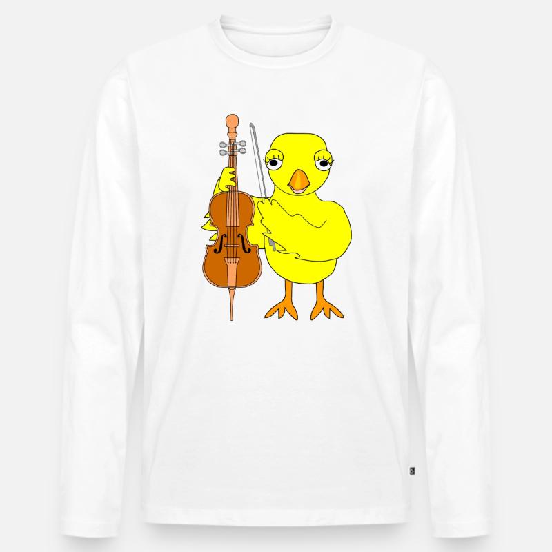 Cello Küken - Männer Premium Bio Langarmshirt - Weiß