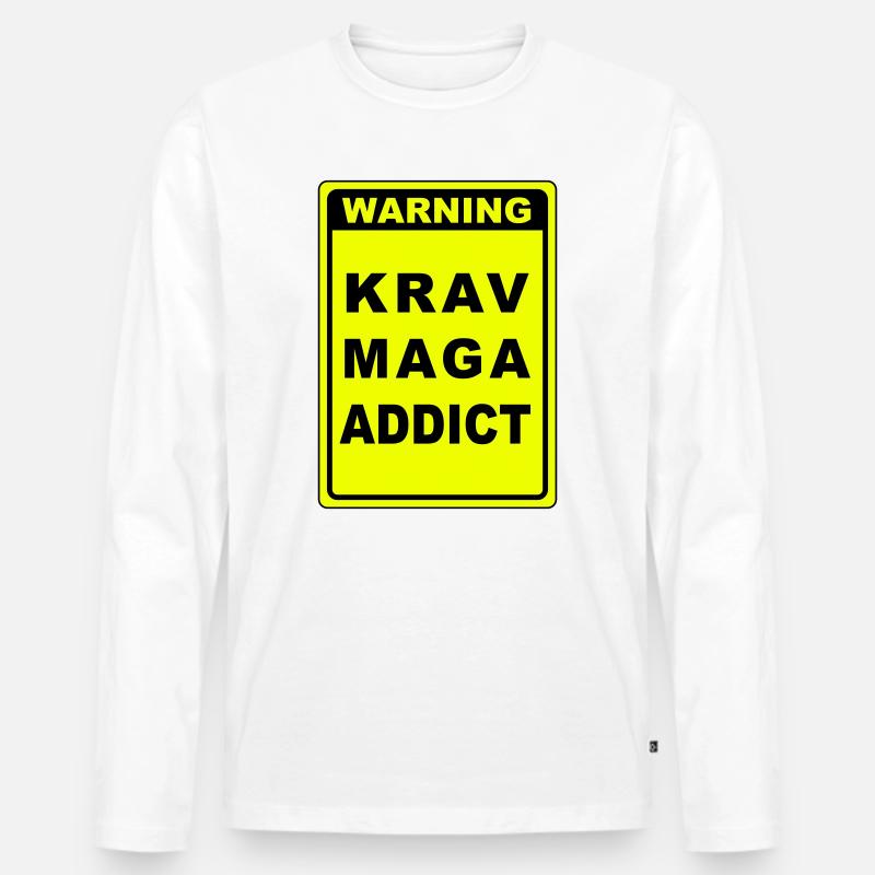 Warnung Krav Maga Süchtiger - Männer Premium Bio Langarmshirt - Weiß