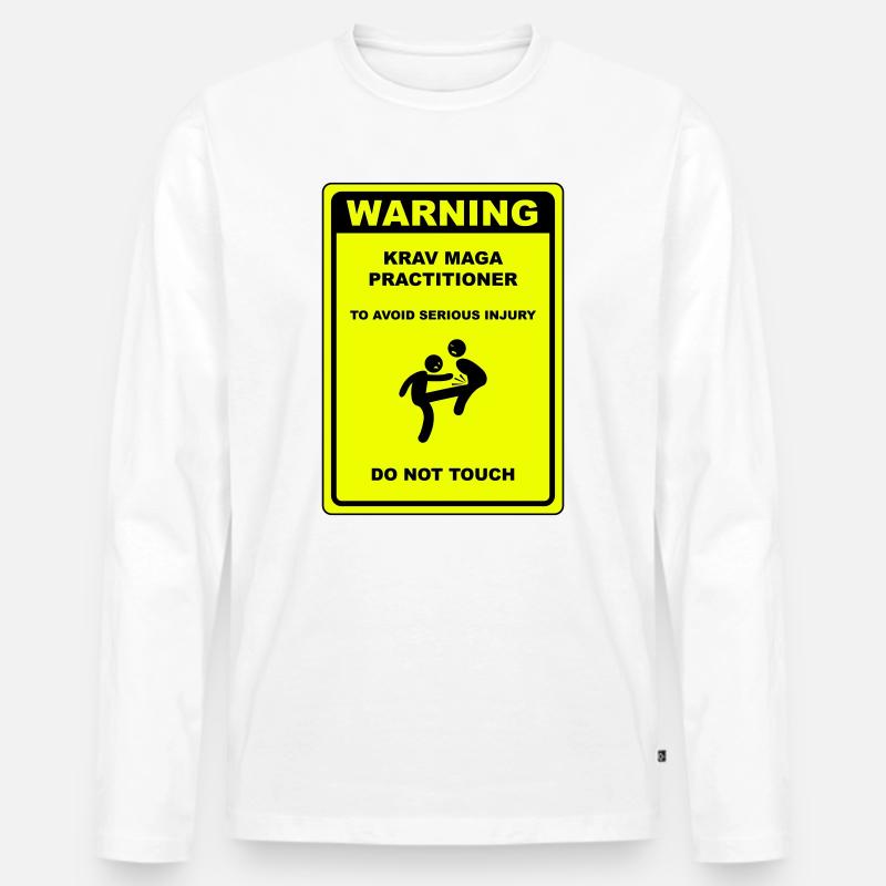 Warnung! Krav Maga Praktizierender! - Männer Premium Bio Langarmshirt - Weiß