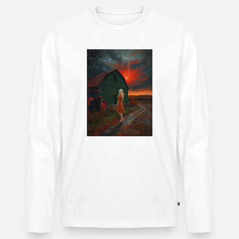 Mystischer Sturmhimmel mit Weitblick - Männer Premium Bio Langarmshirt - Weiß