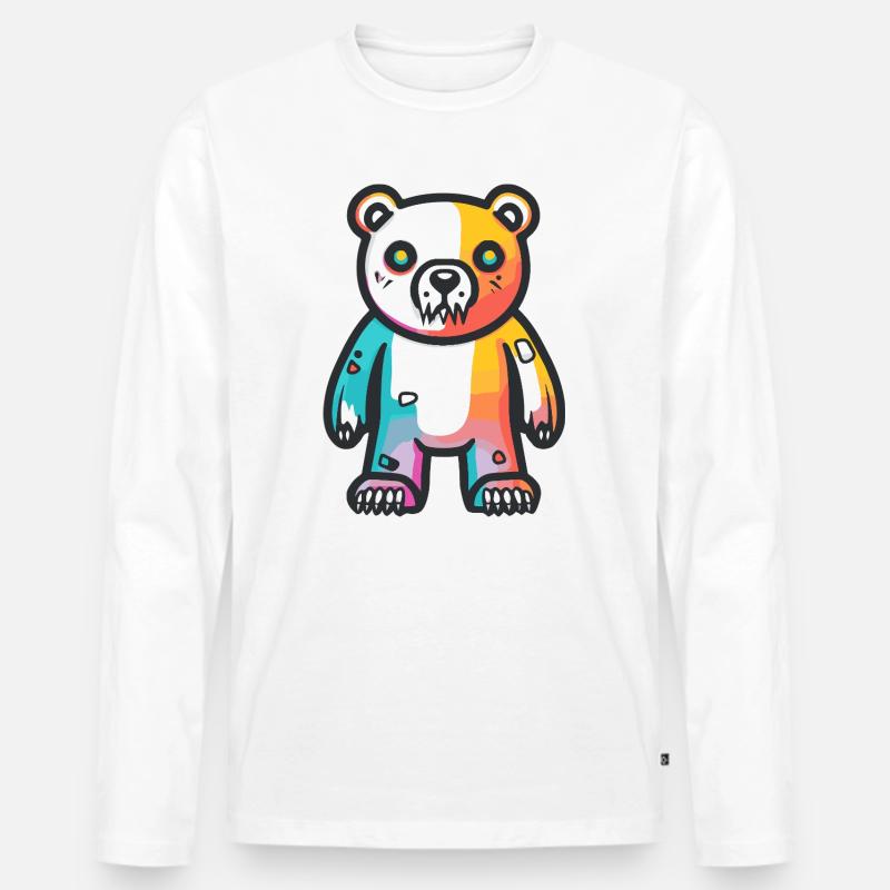 Eisbär Halloween Comic Lustig - Männer Premium Bio Langarmshirt - Weiß