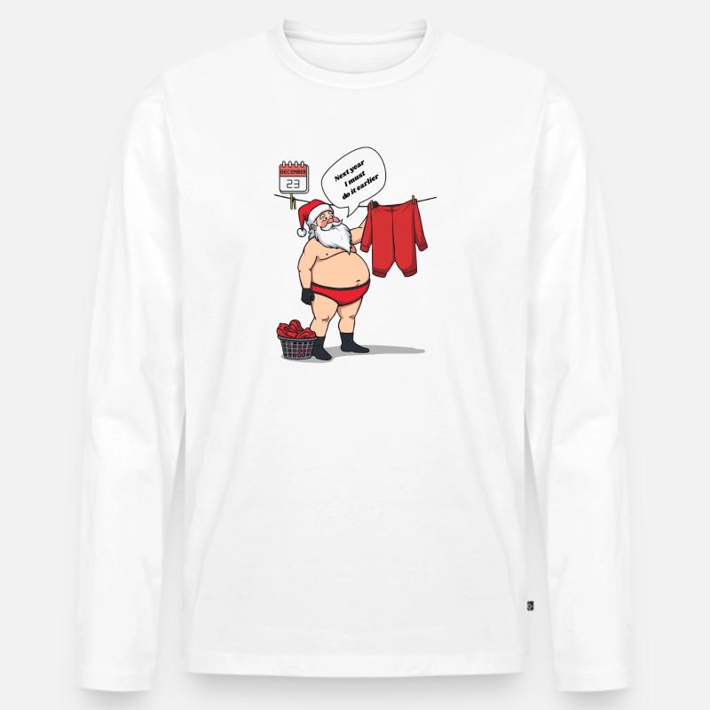 Der Weihnachtsmann macht die Wäsche - Männer Premium Bio Langarmshirt - Weiß