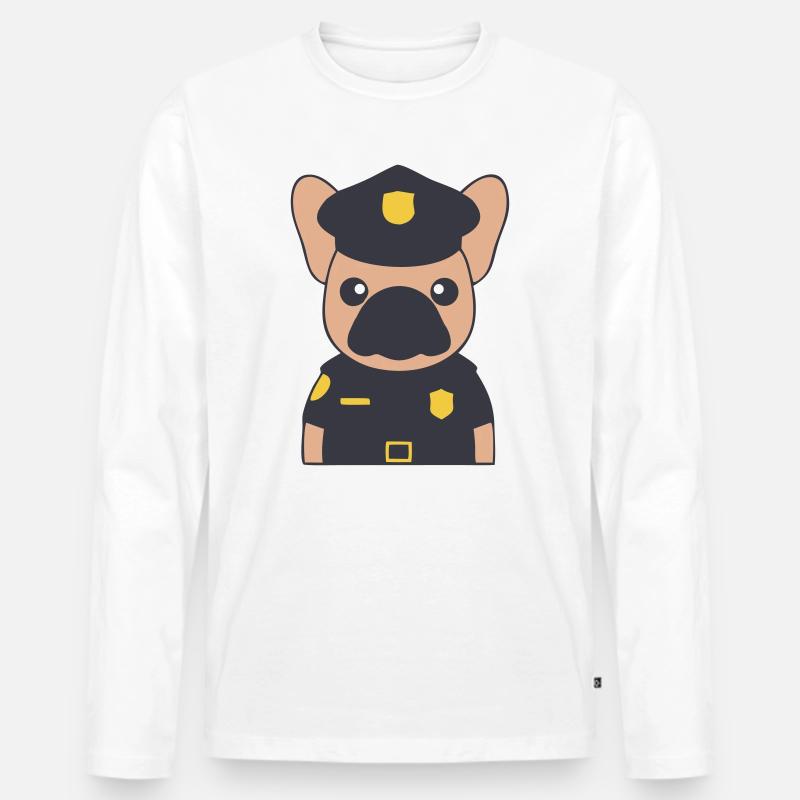 Frenchie Polizist Cop Uniform - Männer Premium Bio Langarmshirt - Weiß