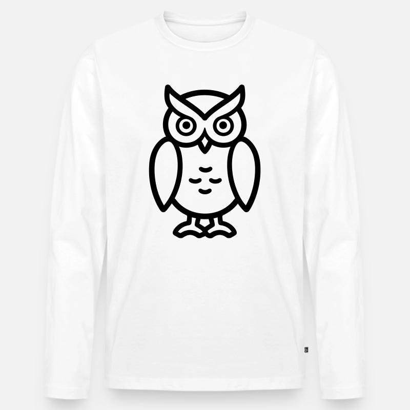 Eule - Männer Premium Bio Langarmshirt - Weiß