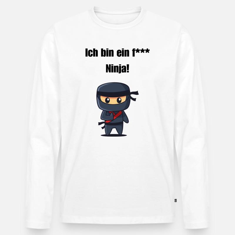 Ich bin ein f*** Ninja! - Männer Premium Bio Langarmshirt - Weiß