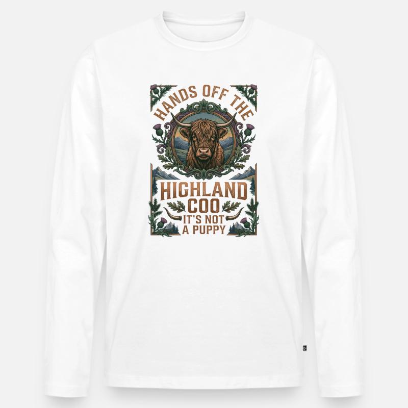 Highlands Cow - Männer Premium Bio Langarmshirt - Weiß