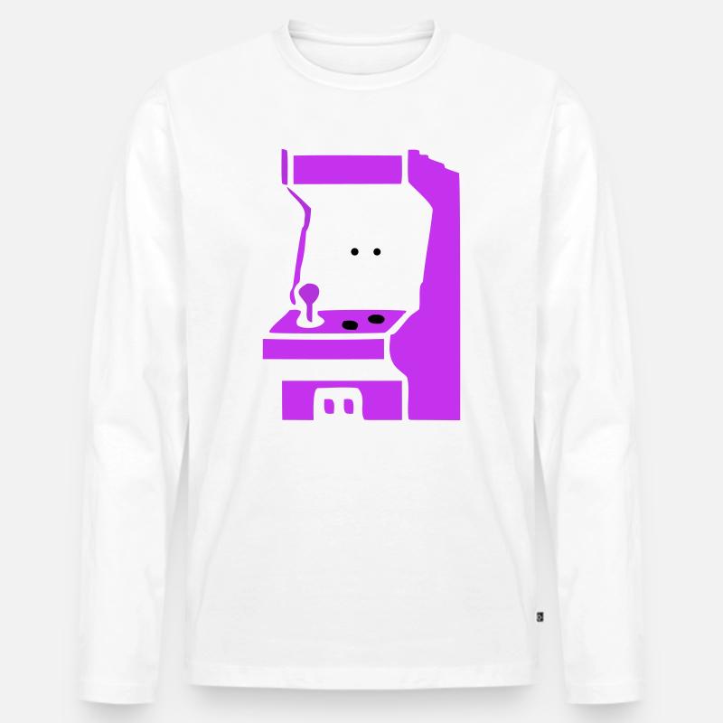  Spielautomat Arcade Silhouette - Männer Premium Bio Langarmshirt - Weiß