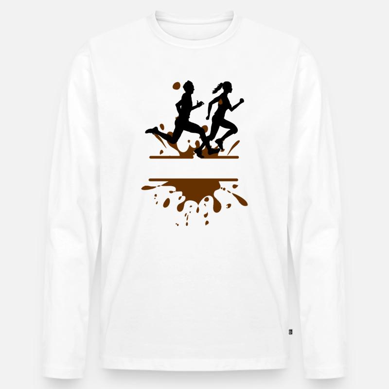 Mud Run Challenge – Mann & Frau Schlamm - Männer Premium Bio Langarmshirt - Weiß