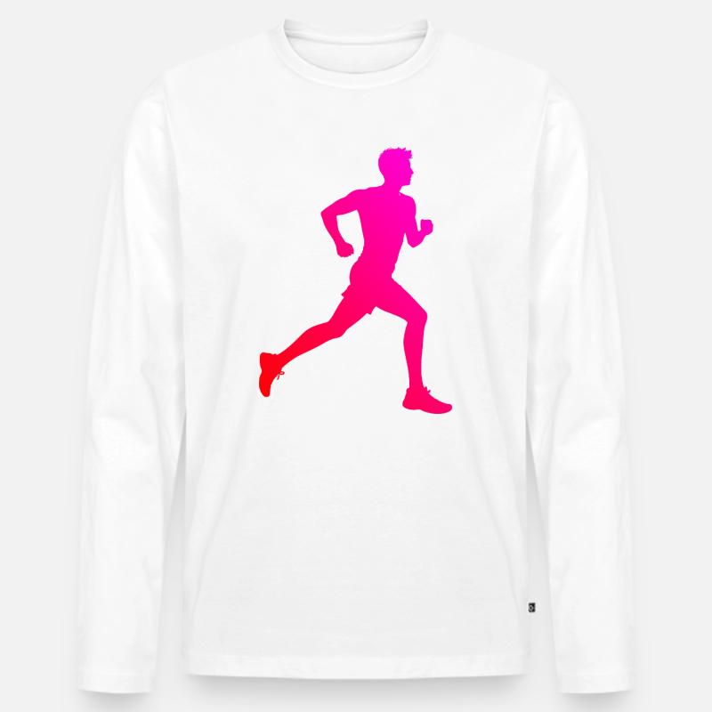 Geschenkidee für einen Running mit Running - Männer Premium Bio Langarmshirt - Weiß