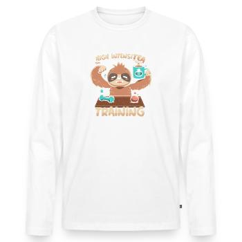 Haute IntensiTEA Formation Paresseux - T-shirt manches longues Premium bio Homme - blanc - Devant - Nico (187cm)